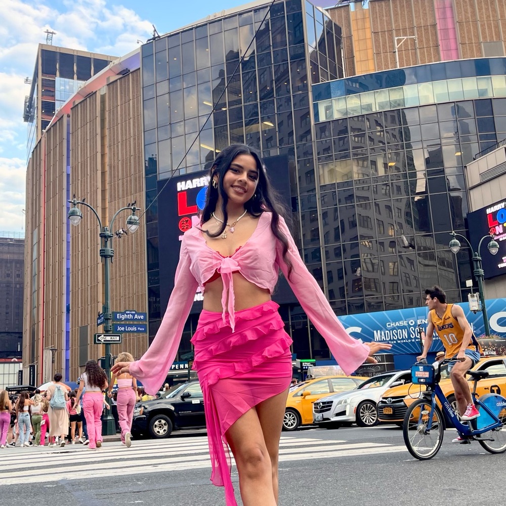 Baby Pink Ruffle tie front top